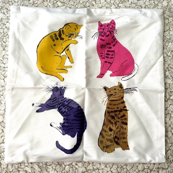 4 Kitties graphic pillow cushion cover Hidden zipper soft fabric - Picture 4 of 5